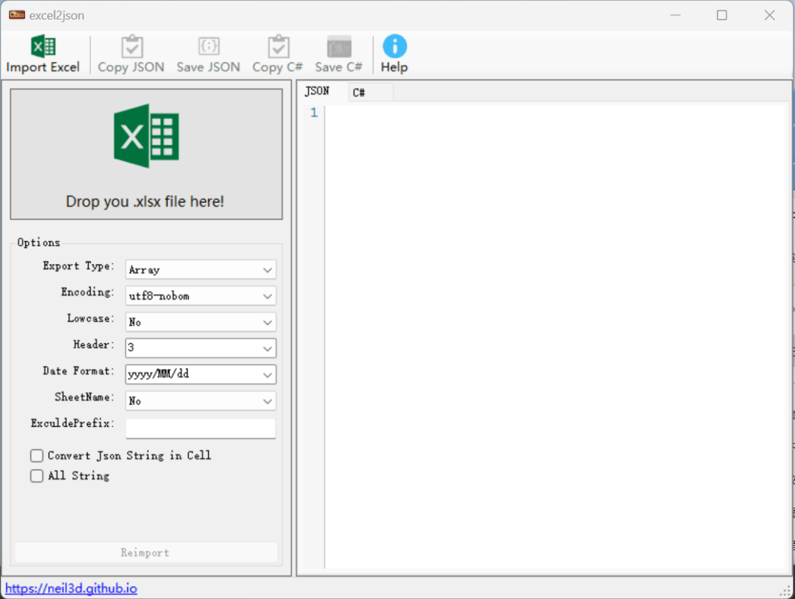 excel转json转换器(Excel2Json)