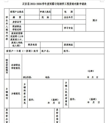 雨露计划助学工程资助申请表2019word版