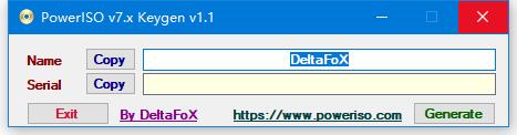 PowerISO v7.x Keygen v1.1 ot DeltaFoX（注册序列号生成器）注册机