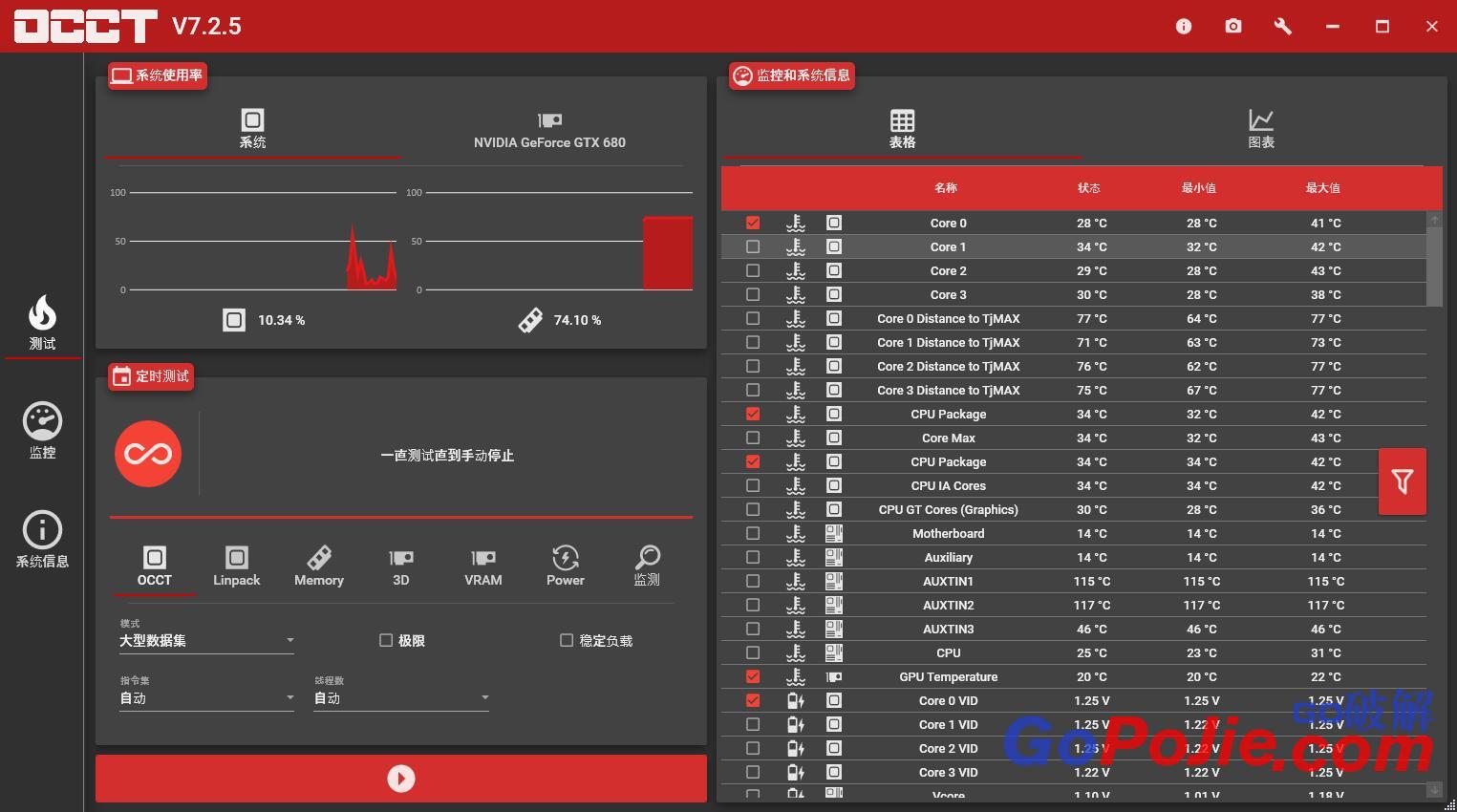 电源检测工具 OCCT v7.2.5 官方正式版单文件