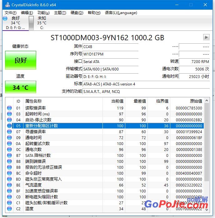 硬盘检测工具 CrystalDiskInfo v8.6.0 单文件