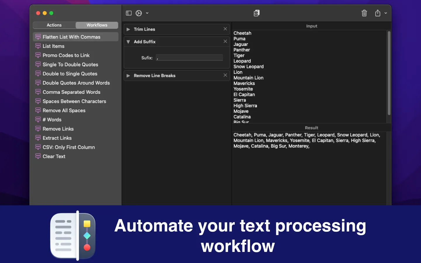 Text Workflow For Mac v1.7.2 功能强大的转换文本工具