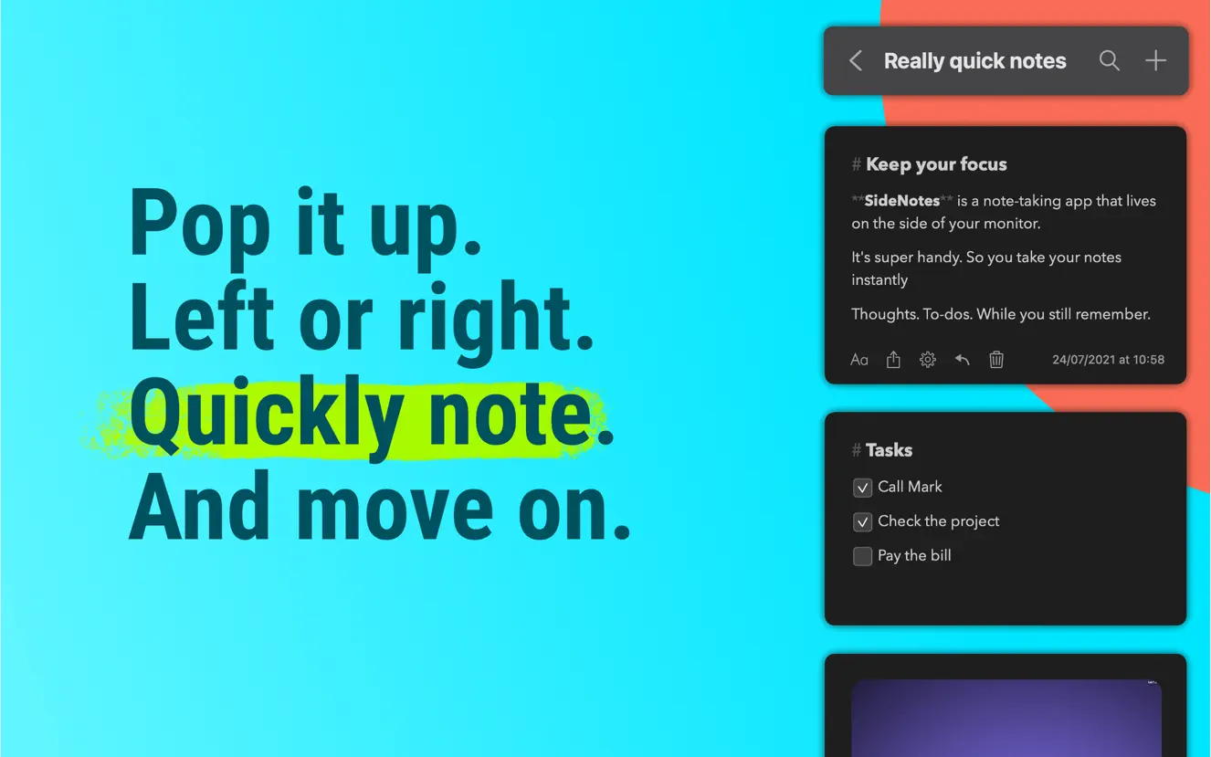 SideNotes For Mac v1.4.13 显示器侧边笔记应用