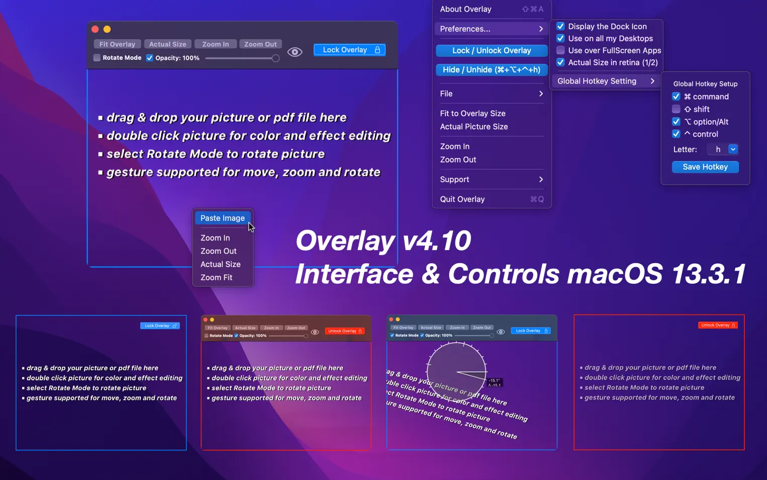 Overlay For Mac v4.28 图像文档透明现在桌面工具