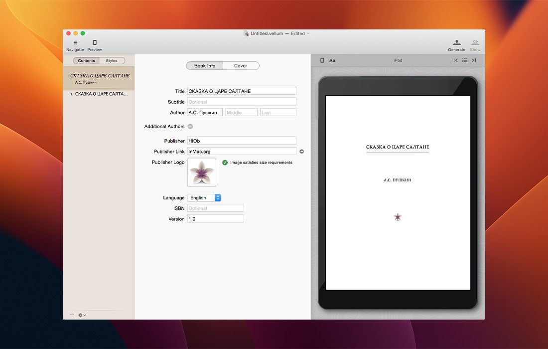 Vellum For Mac v3.6.0电子书创作工具