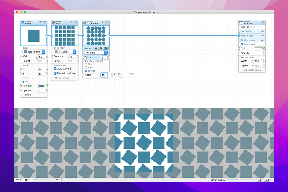 PatterNodes For Mac v3.2.3创建重复图形矢量插图工具