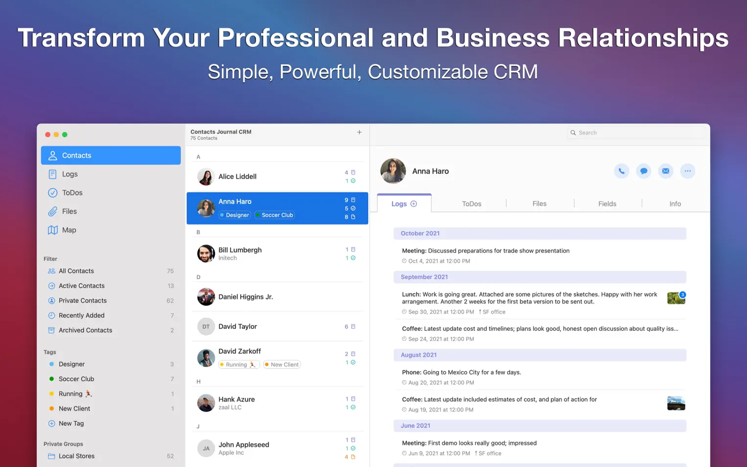 Contacts Journal CRM For Mac v3.4.0 Mac联系人管理软件