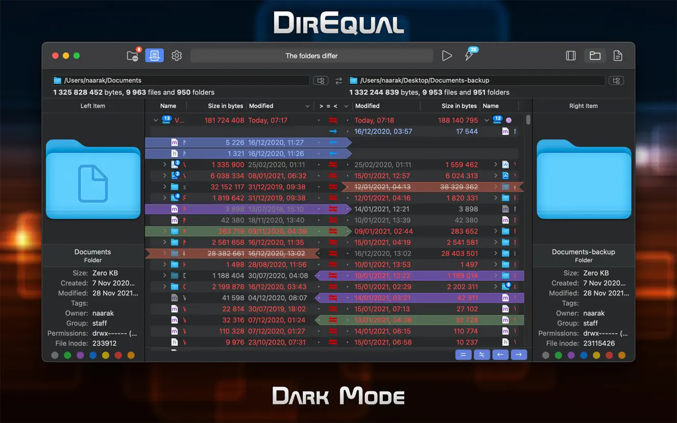 DirEqual For Mac v5.7 (57001)文件夹对比工具