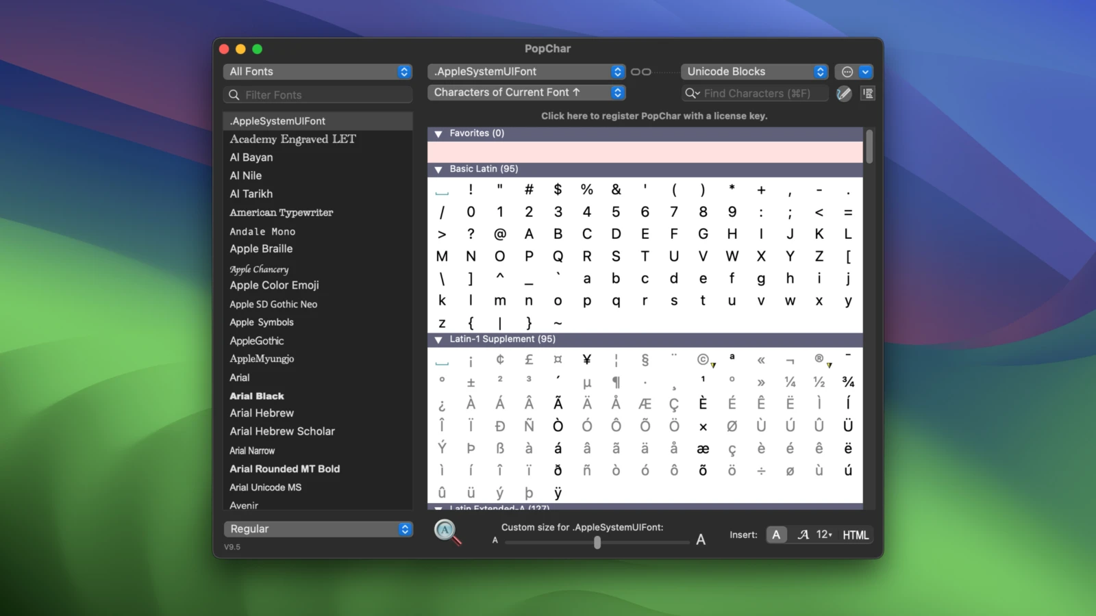 PopChar For Mac v9.5 字符图形工具