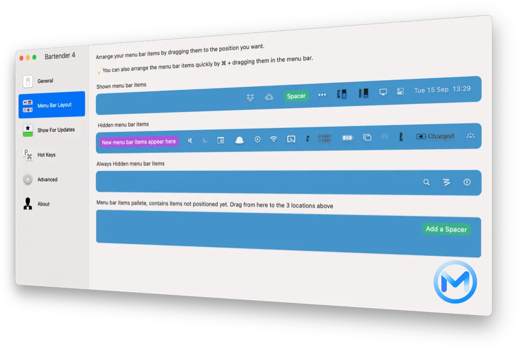 Bartender 4 For Mac v4.2.24 整理优化你的菜单栏图标