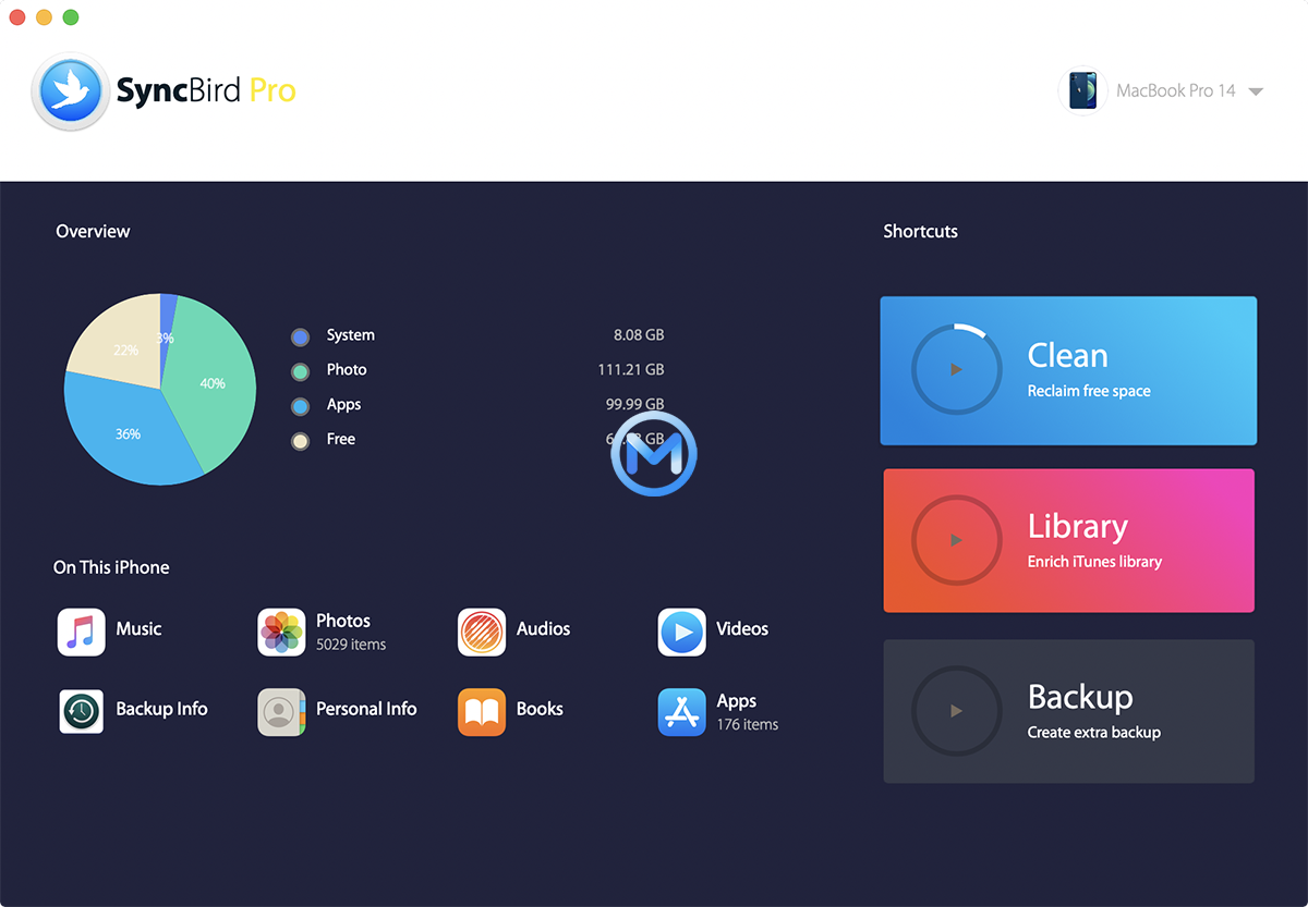 SyncBird Pro For Mac v4.0.5 iPhone iPad管理软件可清理缓存垃圾文件