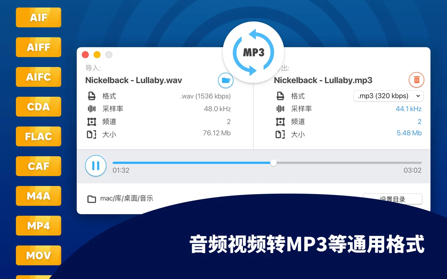 All to MP3 Audio Converter For Mac v3.1.3万能MP3音频转换器中文版