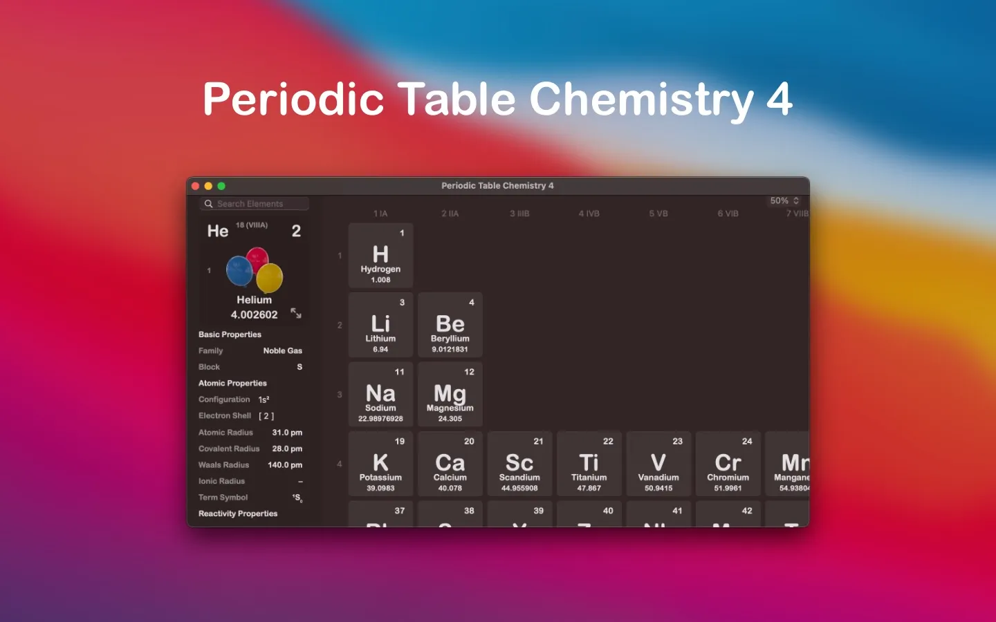 Periodic Table Chemistry 2023M For Mac v4.3.3 化学元素周期表工具