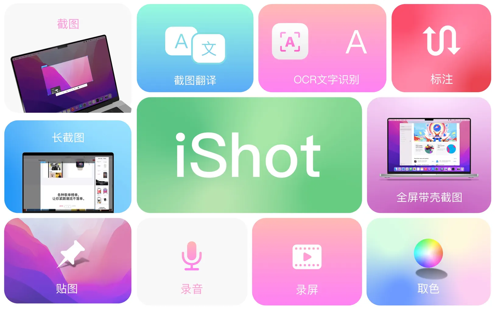 iShot Pro For Mac v2.3.8 截图录屏录音OCR翻译取色工具