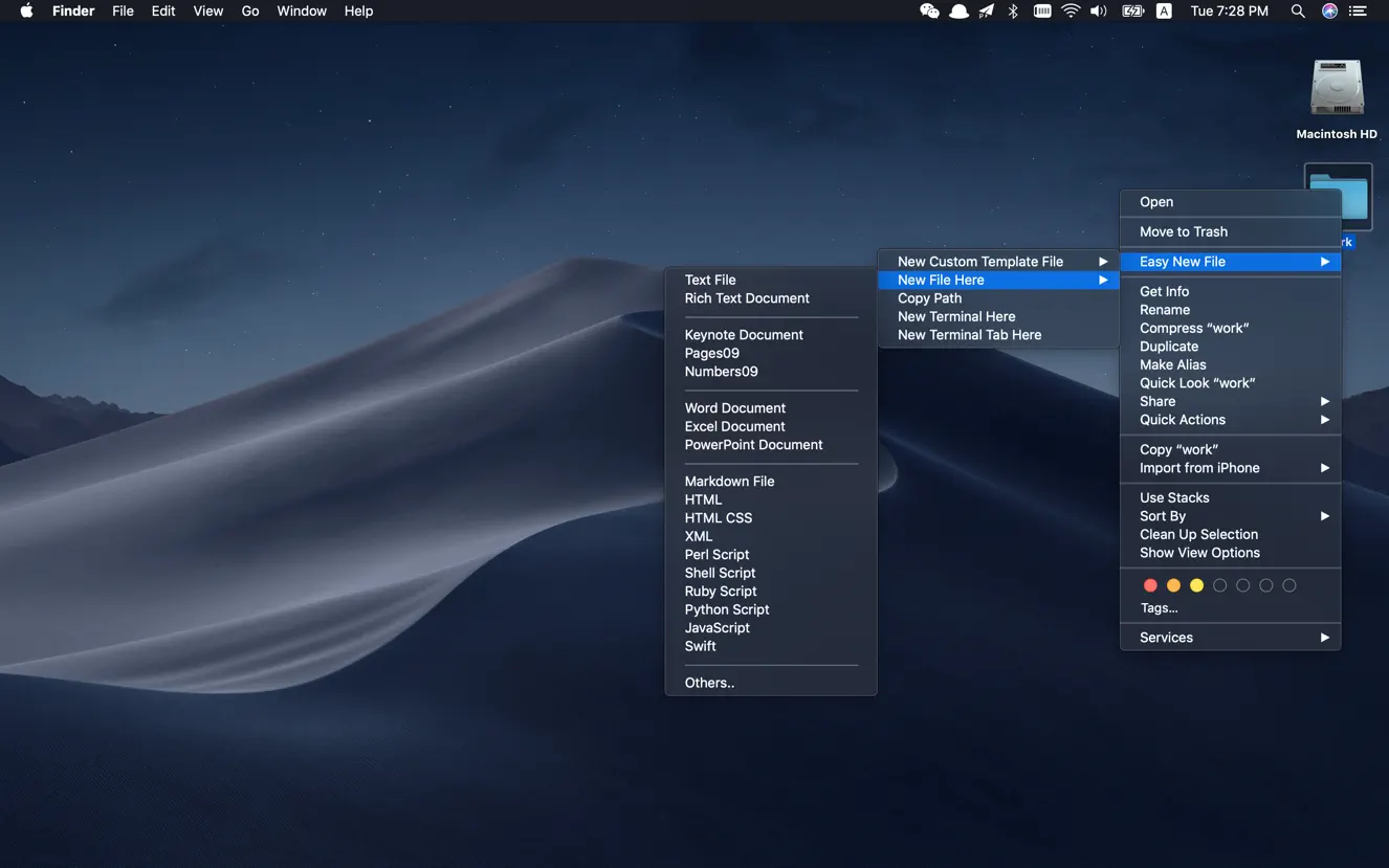 Easy New File for Mac v5.7 右键超级菜单鼠标右键增强工具中文版