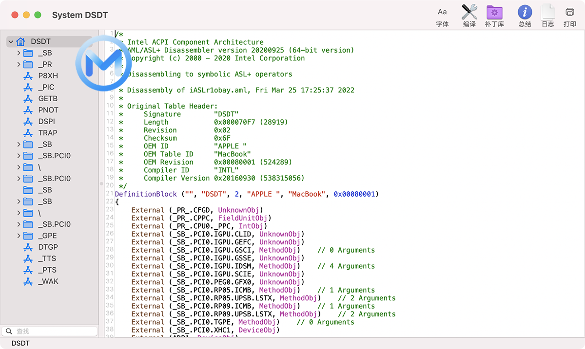 MaciASL For Mac v1.6.4 DSDT AML表编辑软件中文版