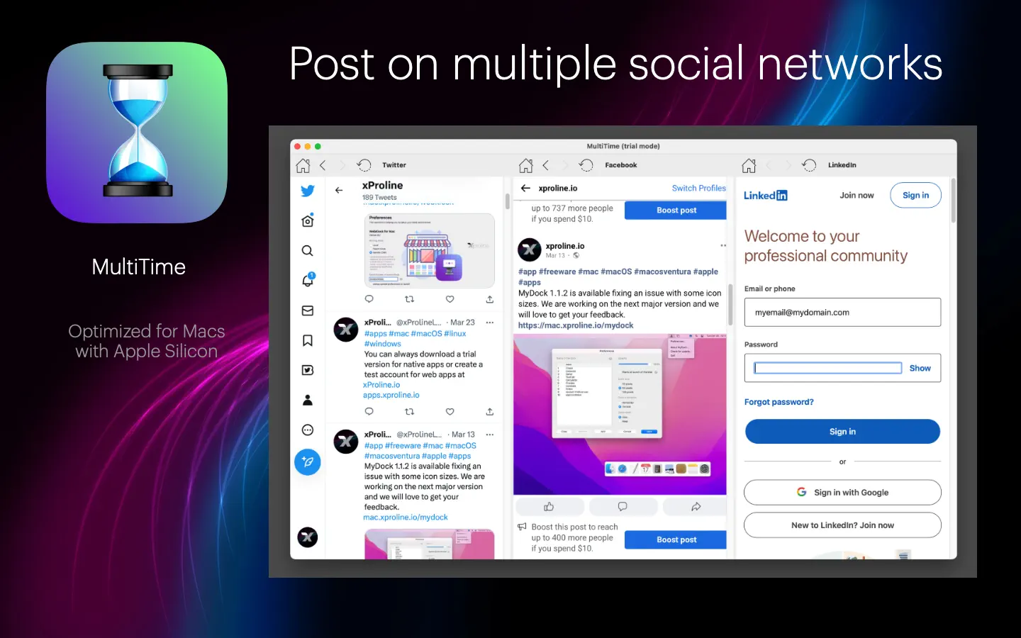 MultiTime For Mac v1.3.1 同时管理多个网络社交网站