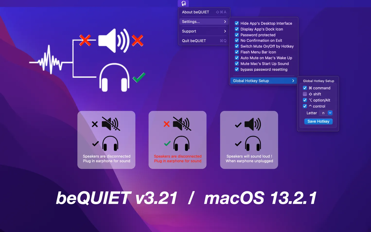 beQUIET For Mac v3.6.0 Mac扬声器静音工具