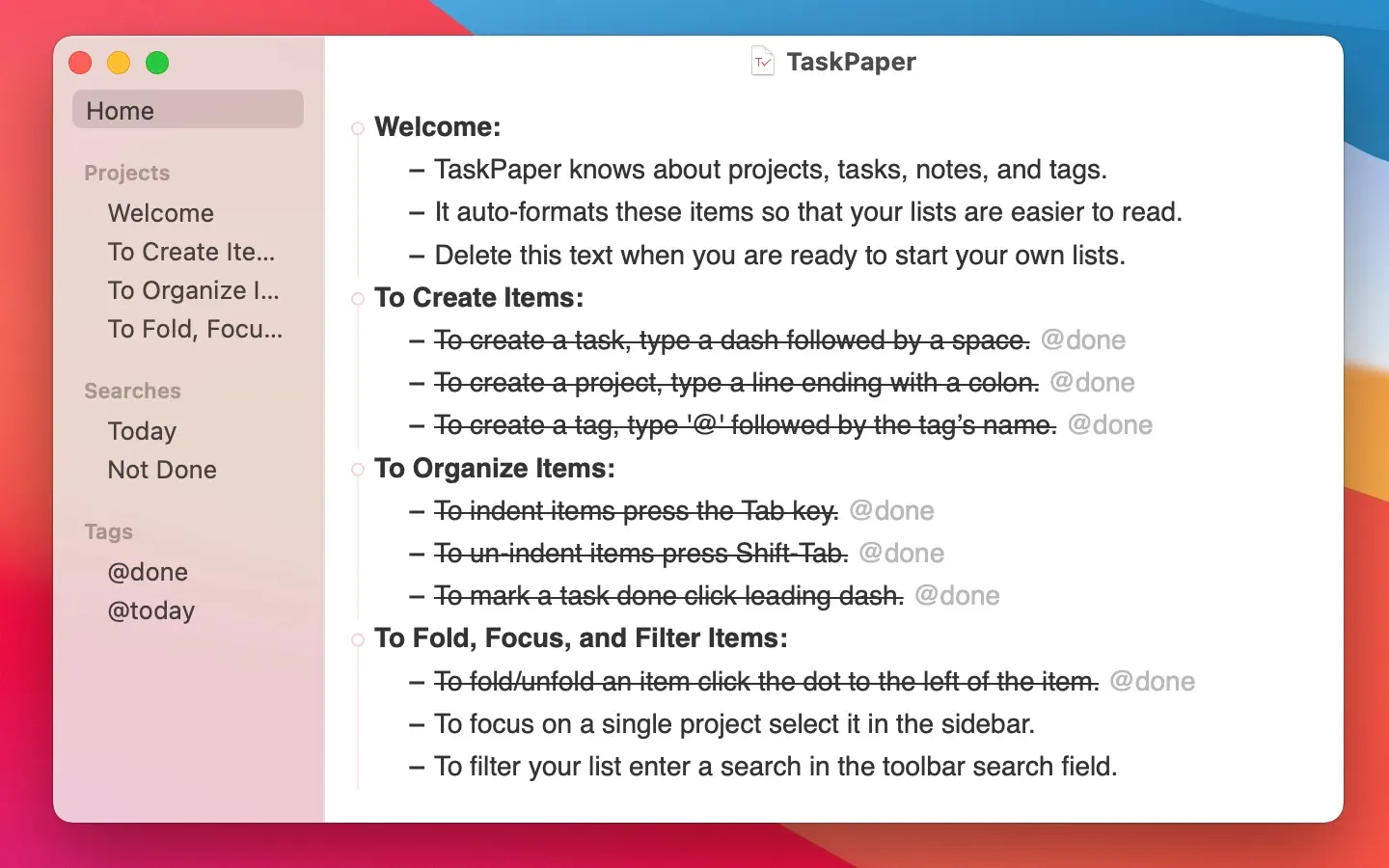 TaskPaper For Mac v3.9.1 待办事项列表工具