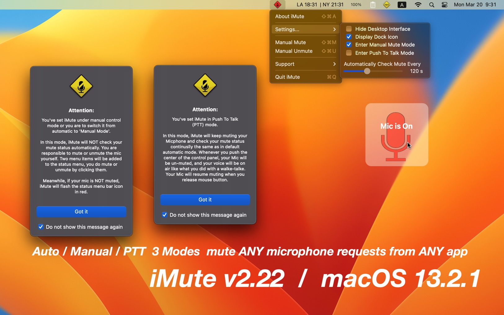 iMute For Mac v2.22 麦克风控制工具