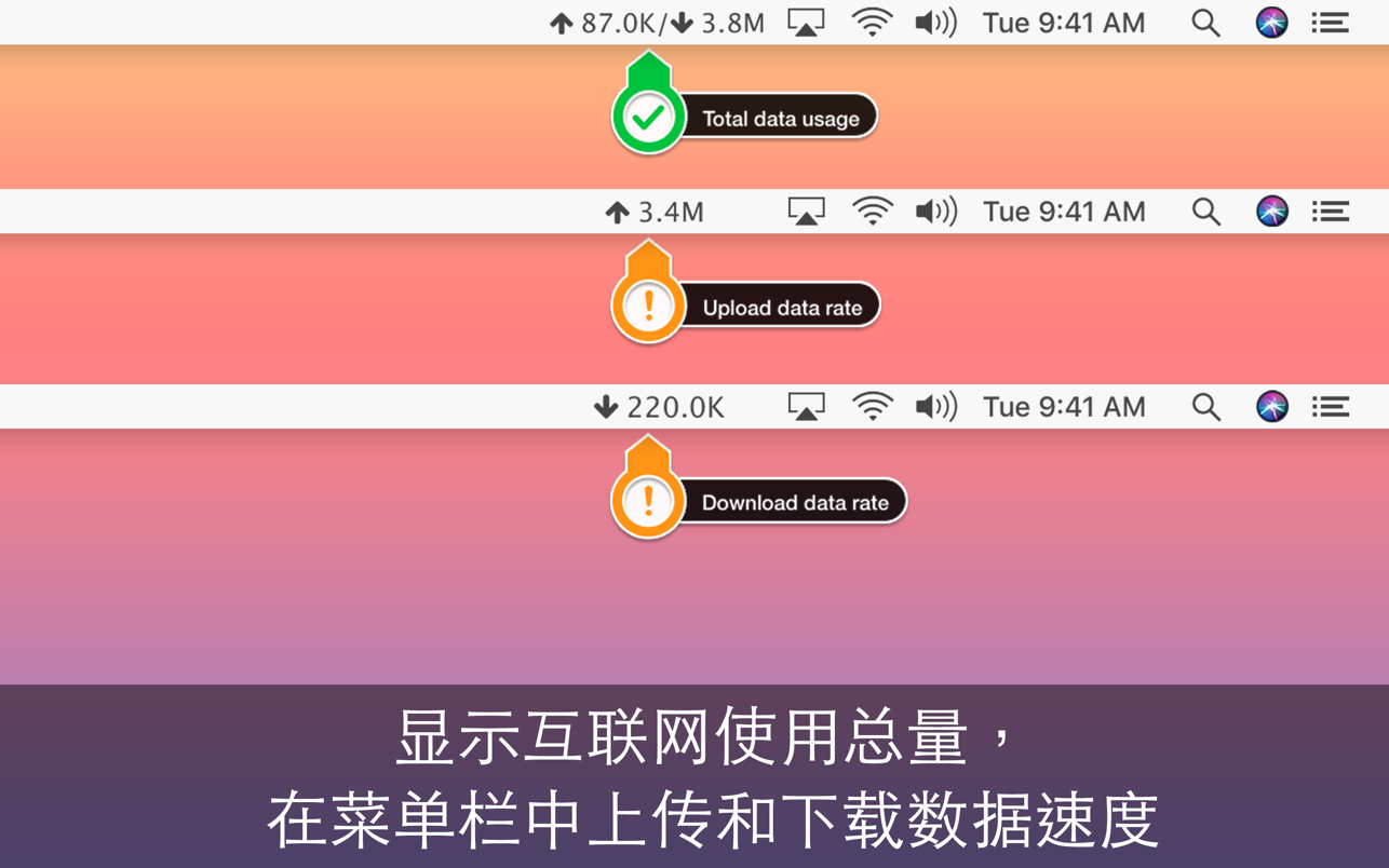 TransData For Mac v3.0 互联网数据传输速率统计软件