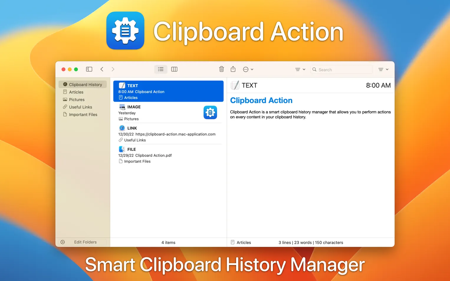 Clipboard Action For Mac v1.5.6 智能剪贴板历史管理器