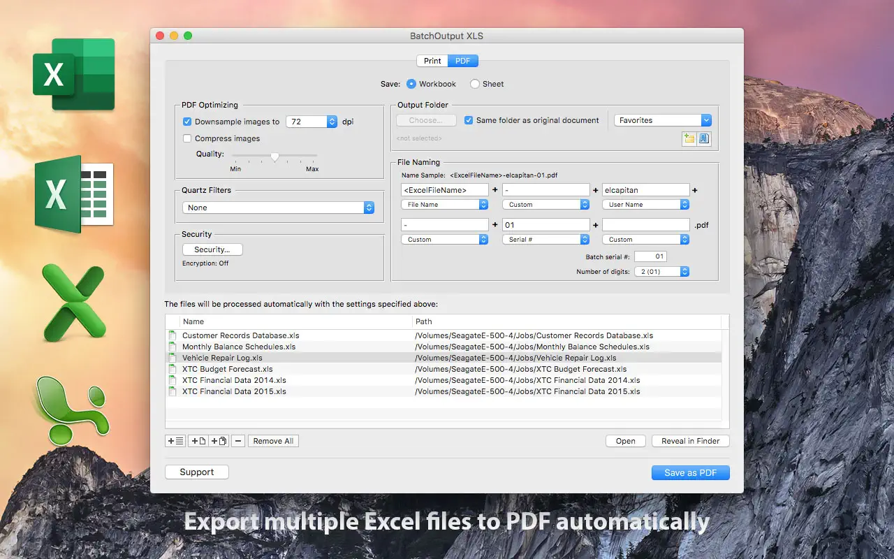 BatchOutput XLS For Mac v2.5.15