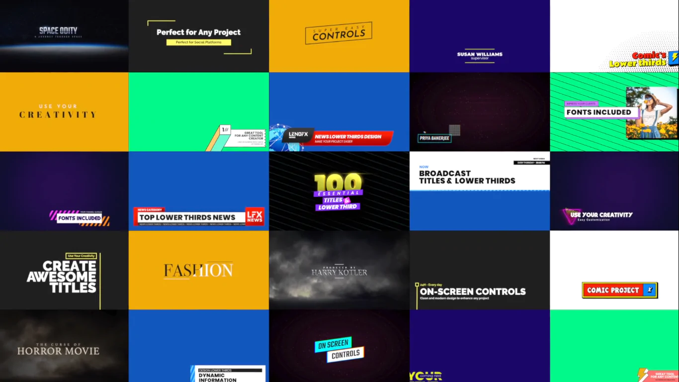 LenoFX 100 Essential Titles & Lower Thirds For Fcpx 标题插件