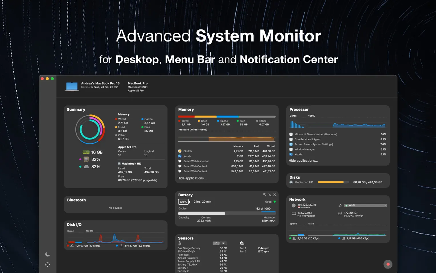 iStatistica For Mac  6.0.1 菜单栏系统信息监视软件