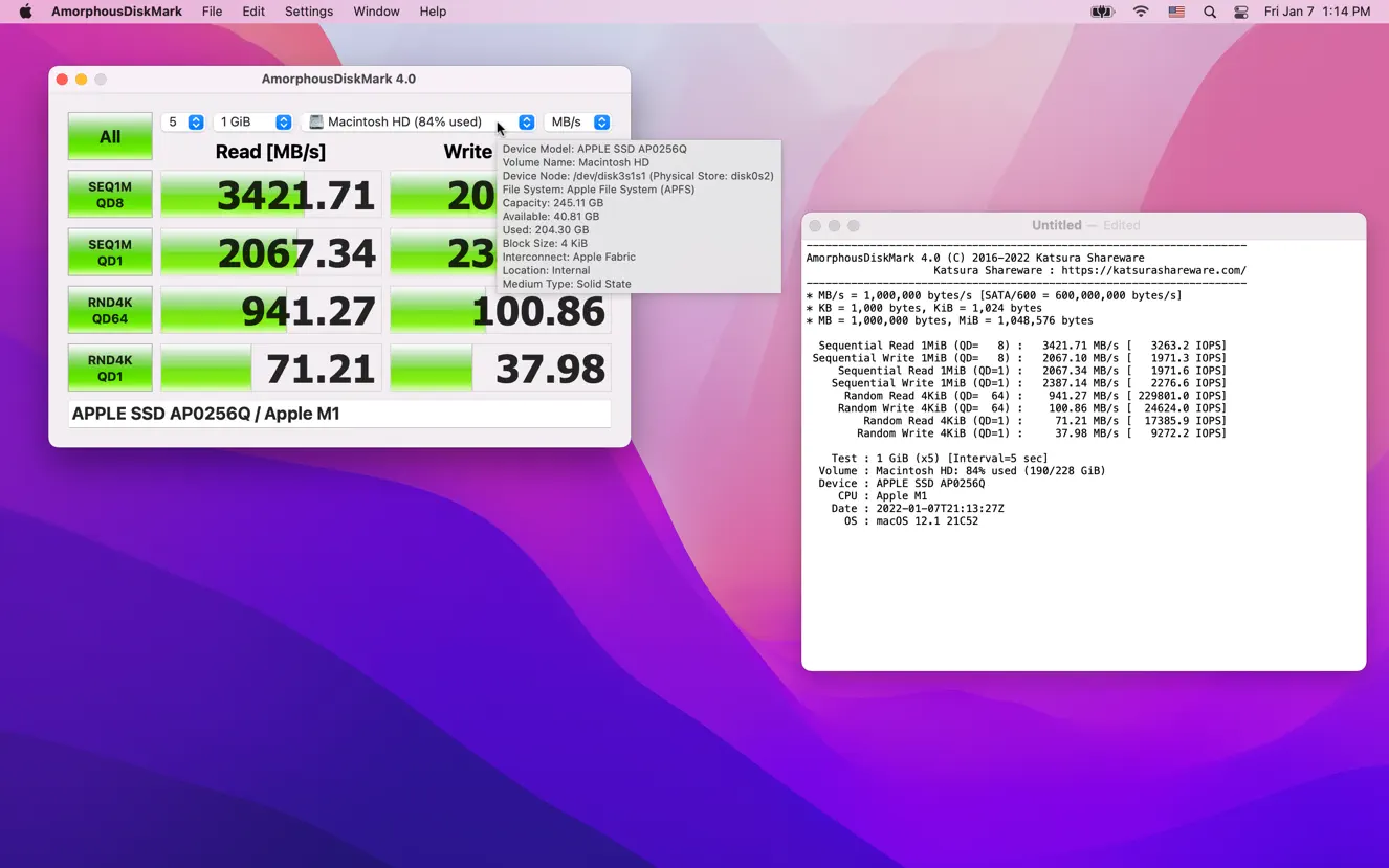 AmorphousDiskMark For Mac v4.0 测试SSD读写速度4K速度软件