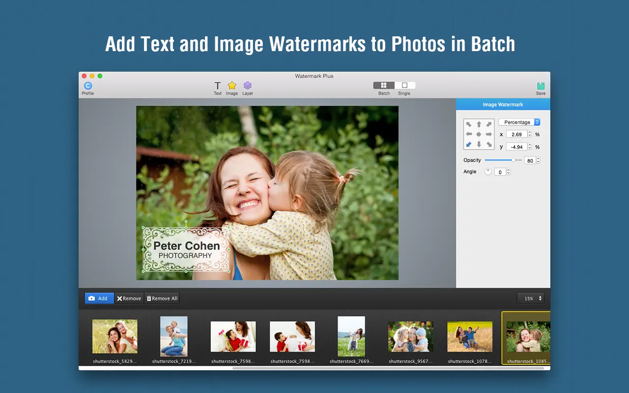 Watermark Plus for Mac v1.5.9批量添加水印软件