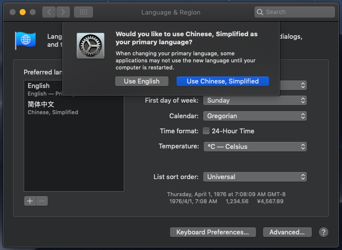 macOS 系统修改语言教程简单设置系统语言为中文